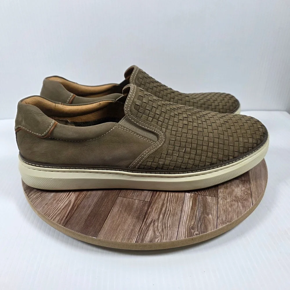Johnston & Murphy McGuffey 2 Woven Slip On Sneaker Mens 13 Taupe Nubuck Casual